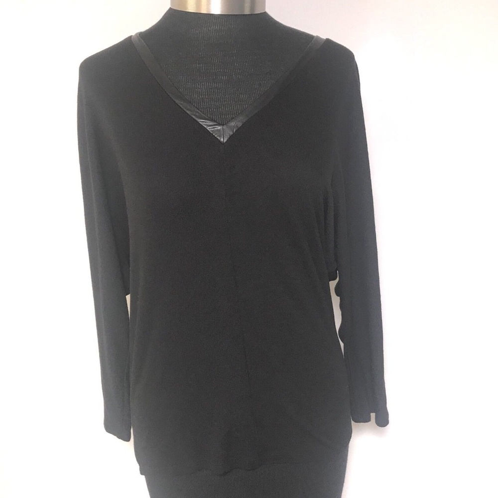 Anthropologie Bordeaux Black V-neck Long Sleeve